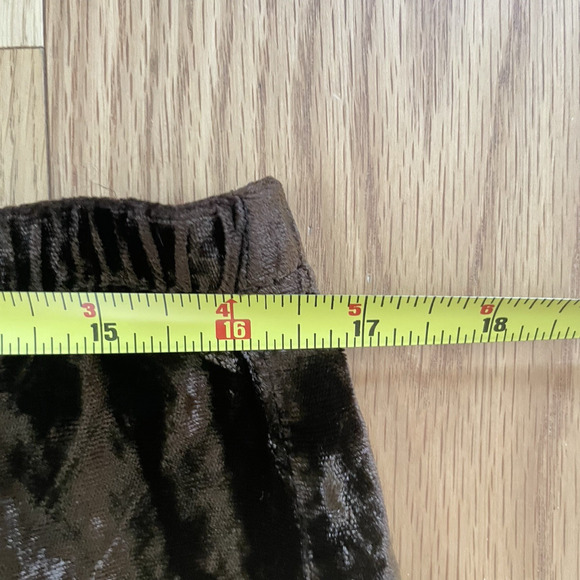 VTG Brown Crushed Velvet Pants L Pull On Wide Leg Elastic Waist Lounge 90s Y2K - Picture 5 of 8